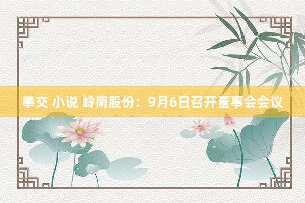 拳交 小说 岭南股份：9月6日召开董事会会议