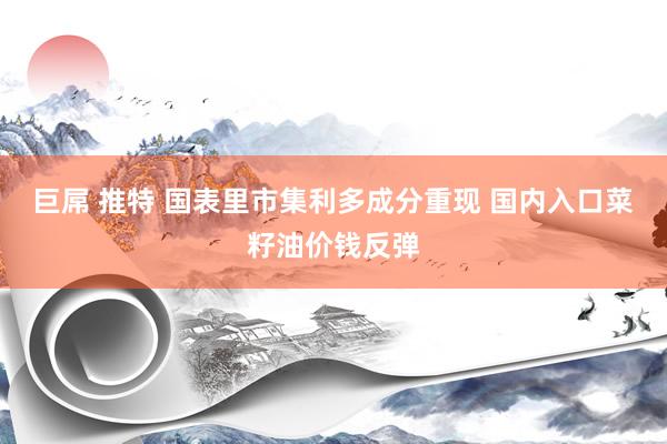 巨屌 推特 国表里市集利多成分重现 国内入口菜籽油价钱反弹