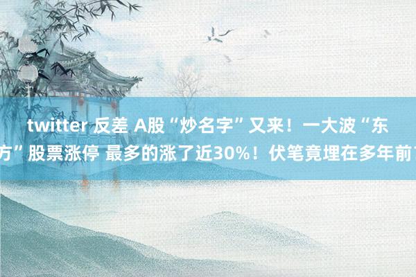 twitter 反差 A股“炒名字”又来！一大波“东方”股票涨停 最多的涨了近30%！伏笔竟埋在多年前？