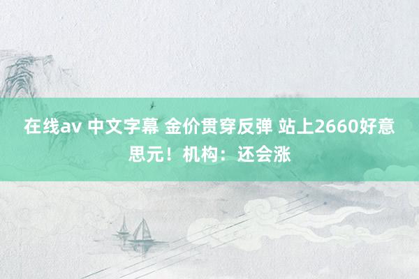 在线av 中文字幕 金价贯穿反弹 站上2660好意思元！机构：还会涨