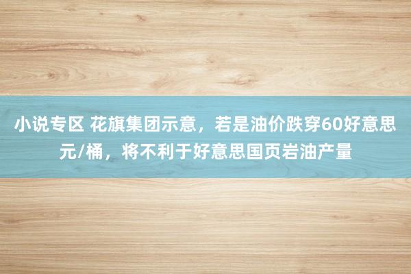 小说专区 花旗集团示意，若是油价跌穿60好意思元/桶，将不利于好意思国页岩油产量